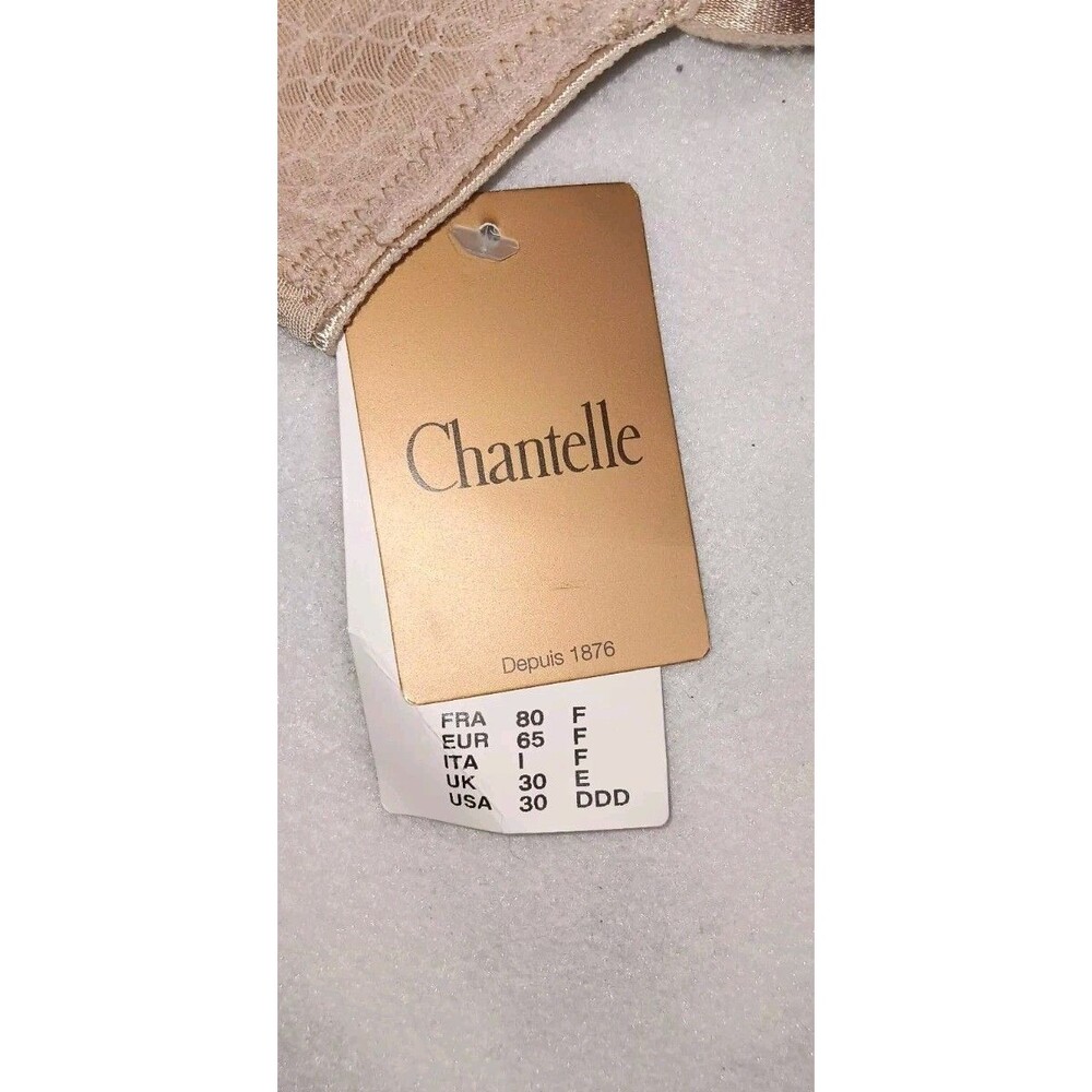 NWT! Chantelle Underwire Bra $78 Womens Size 30DDD (Runs Small) Nude Color Lace - Picture 2 of 9